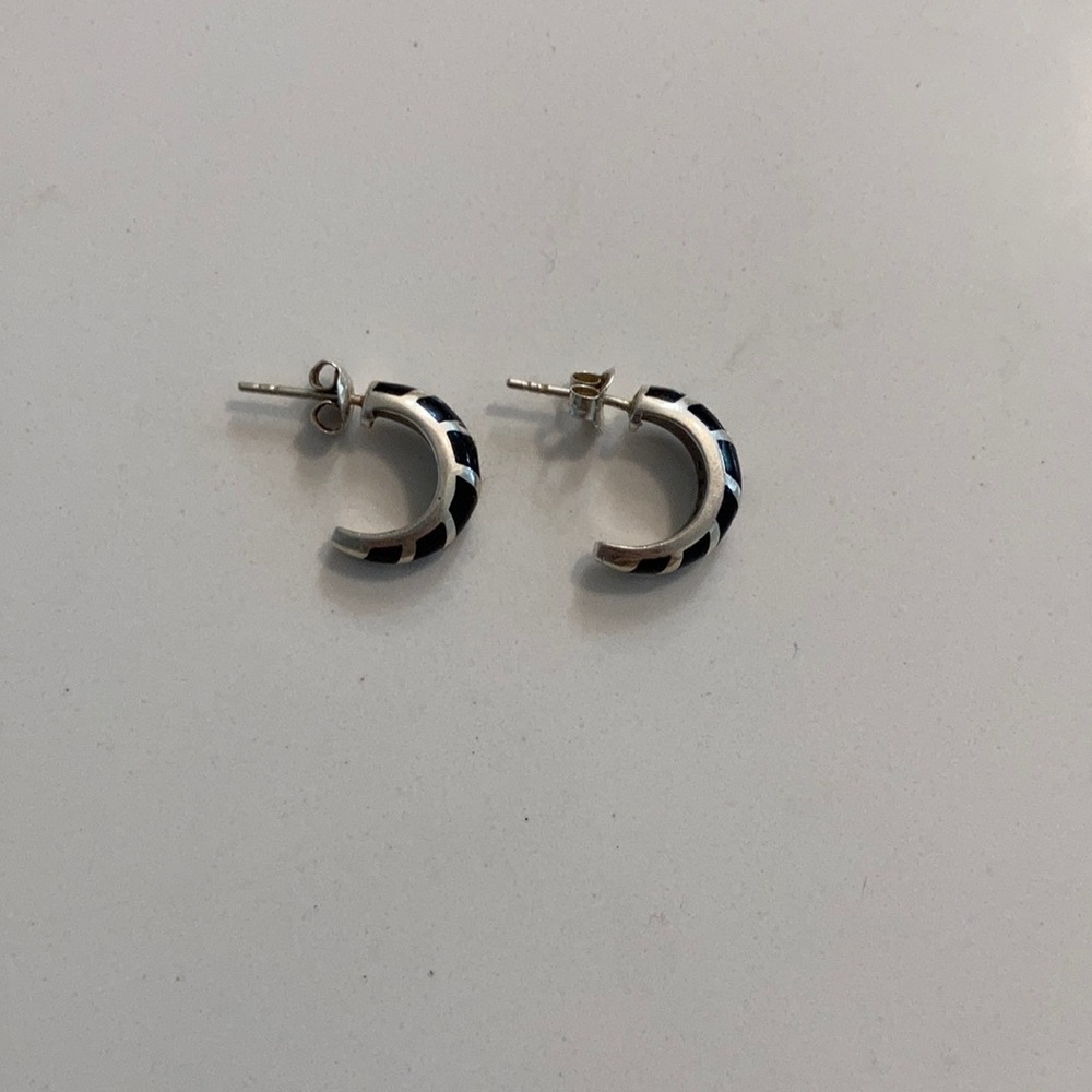 Sterling Silver and Black Earrings
